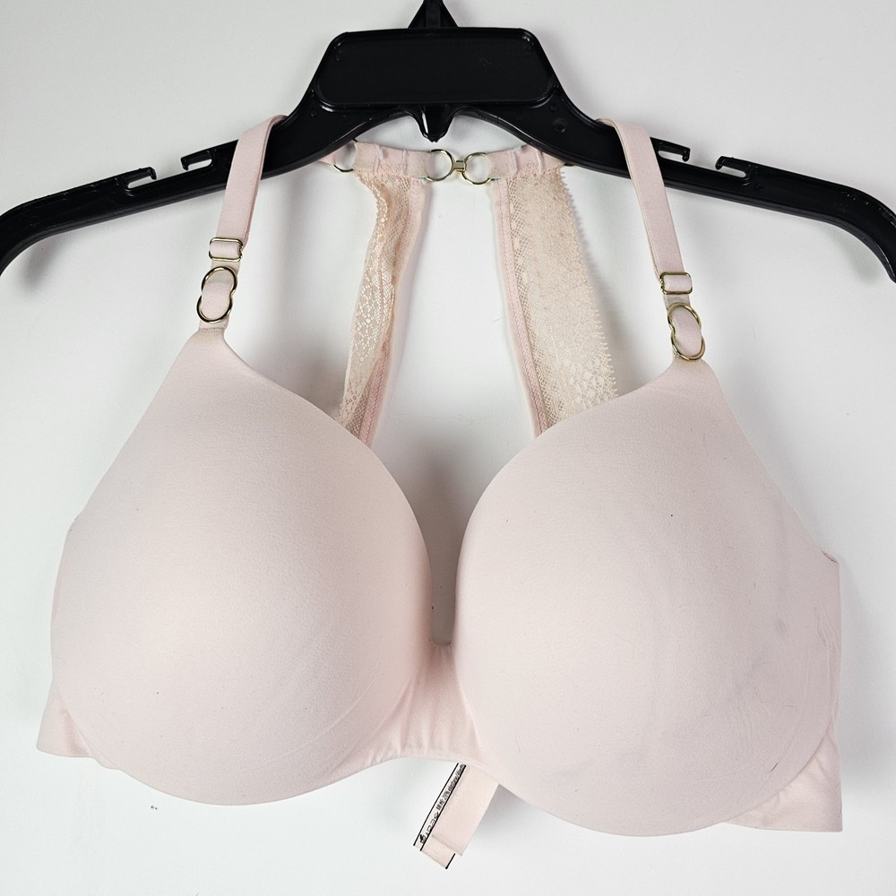 Victoria's Secret Incredible Lined Demi Bra Women's Size 34DDD Pink Strappy Lace